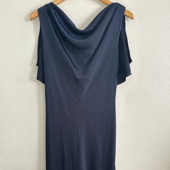 Rachel Zoe Caroline Navy Ruffled Open Back Evening Dress Gown Fishtail size 6 - Picture 16 of 16